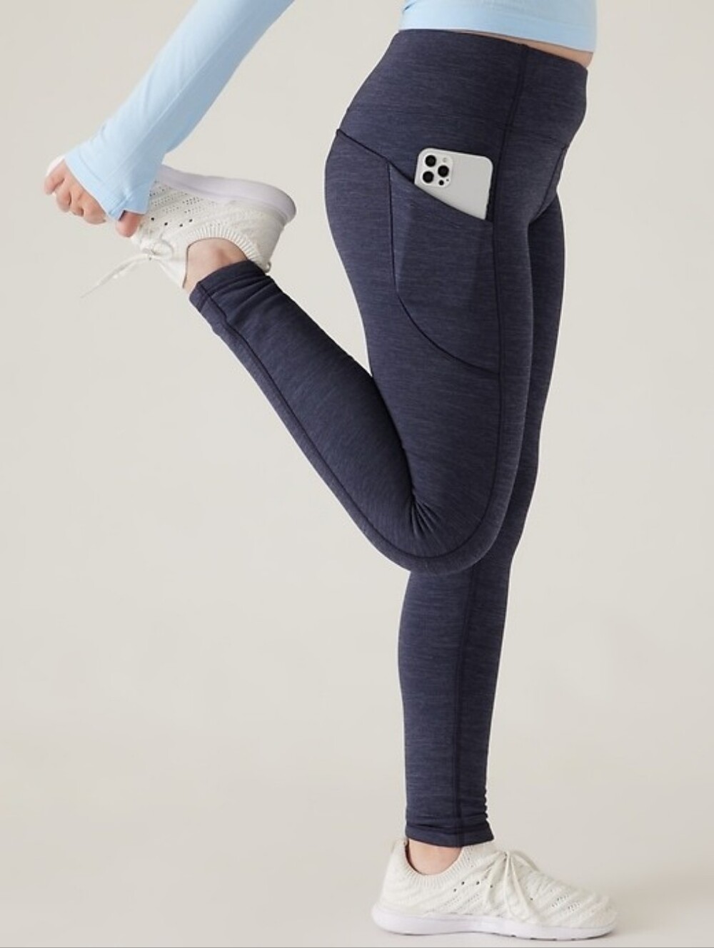 Athleta Girl blue Polartec Stash tights leggings, 8/10
